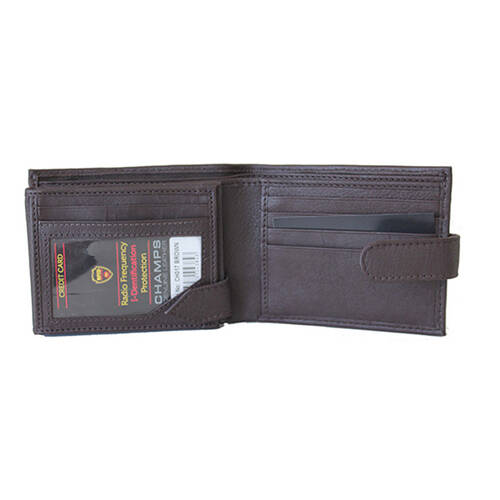 Champs Leather Mens 12cm Cash/RFID Wallet Holder - Brown