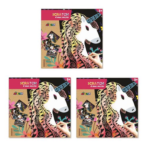3PK Avenir Scratch Magic Unicorn Kids/Toddler Kit 3y+