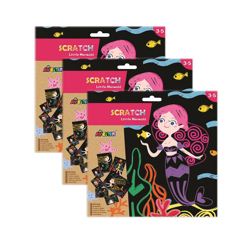 3PK Avenir Scratch Little Mermaid Paper Sheet Art 3y+