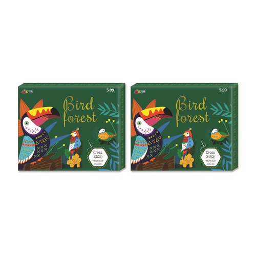 2PK Avenir Cross Stitch Bird Forest Pre-Cut Kids Activity 5y+