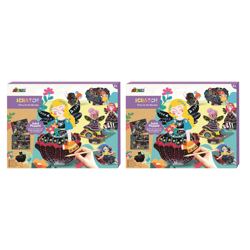 2PK Avenir Scratch Art/Craft Joint Puppets Fairies in the Garden 5y+