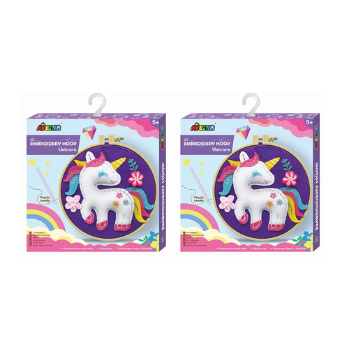 2PK Avenir Embroidery Hoop Unicorn Art/Craft Plush 5y+