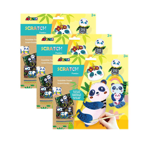 3PK Avenir Scratch Pandas Art/Craft Activity Fun Toy 3y+