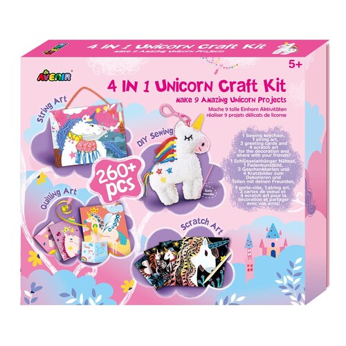 Avenir 4-in-1 Unicorn Craft Kit Scratch Art Picture