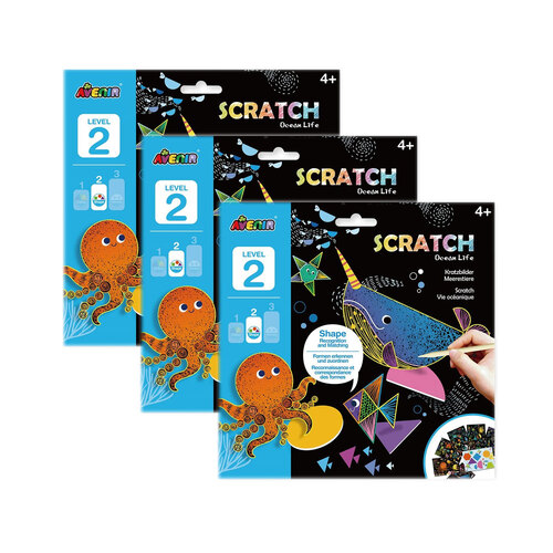 3PK Avenir Scratch Ocean Life Art/Craft Activity Fun Toy 4y+