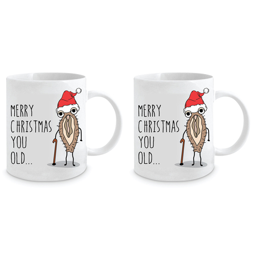 2PK Merry Christmas You Old 350ml Ceramic Coffee/Tea Mug Cup