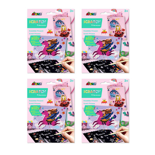 4PK Avenir Scratch Greeting Card Princess Kids Art Activity 3y+