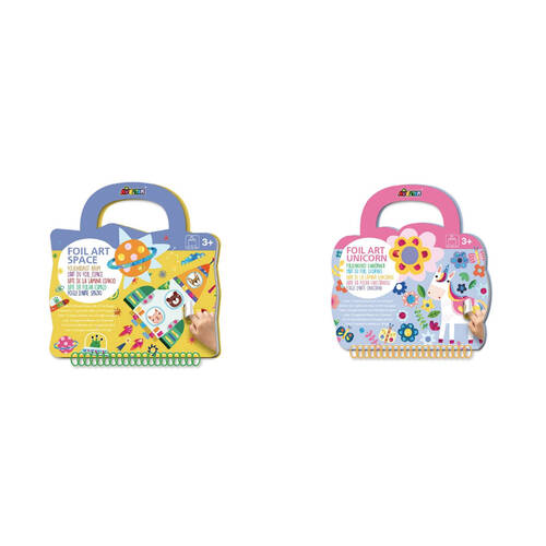 2pc Avenir Foil Art Unicorn and Space Craft Toys Kids/Toddlers Set 3y+