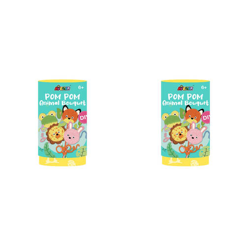 2PK Avenir Pom Pom Animals Bouquet Art & Craft Toy 9x15.5cm Kids 6y+