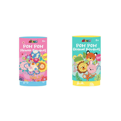 2pc Avenir Pom Pom Animals and Flowers Bouquet Art & Craft Toy Kids Set 6y+