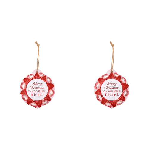 2PK Splosh Christmas Friend Ceramic/Ribbon Keepsake 15.5cm Red