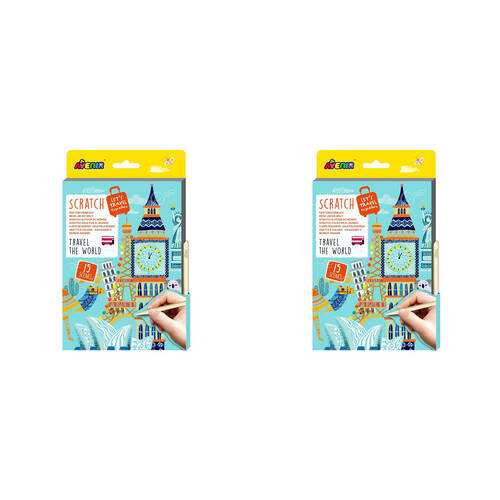 2PK Avenir A5 Scratch Book Travel the World 15.5x24cm Kids 5y+