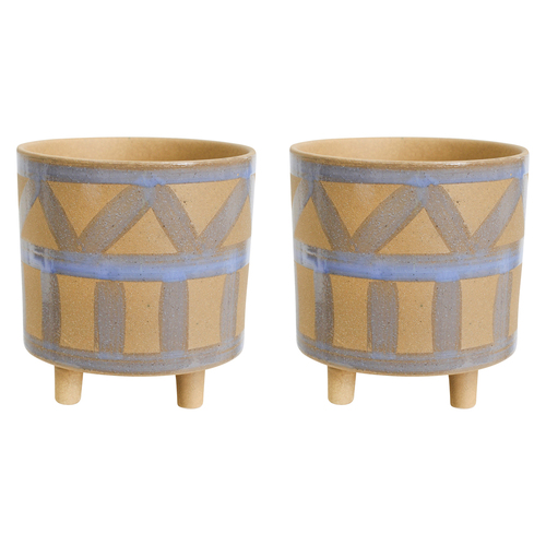 2PK LVD Ceramic Planter Terra Denim Lrg Home Decor 20.5x21.5cm
