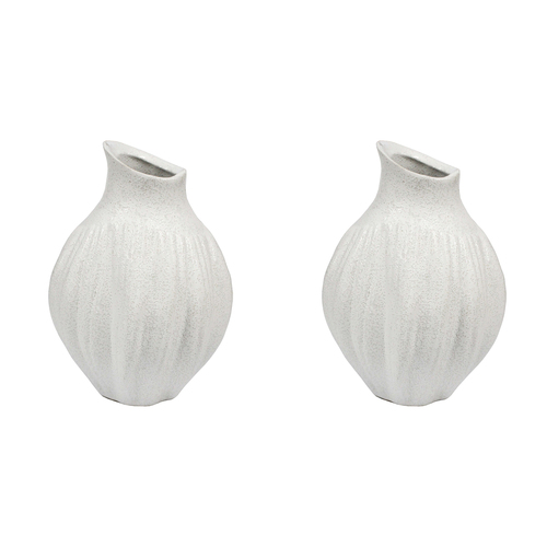 2PK LVD Ceramic Petite Flower Vase A Decorative Home Decor White