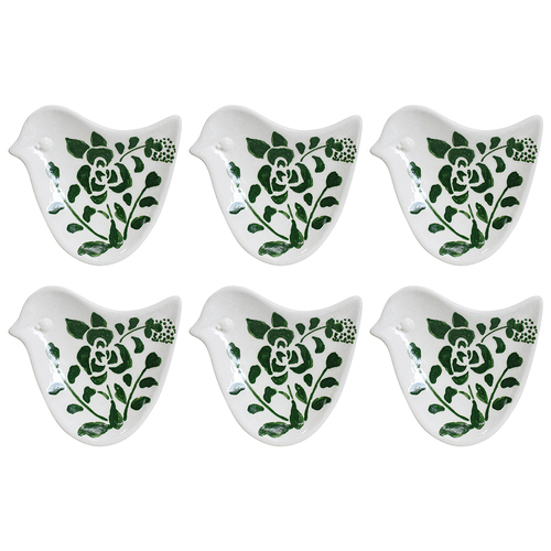6PK LVD Ceramic Ornament Folk Bird Dish Flora Decorative Home Decor