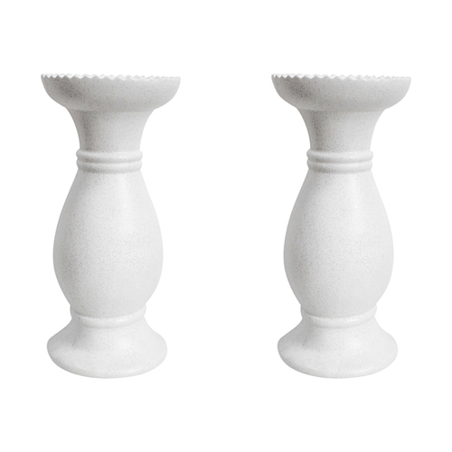 2PK LVD Stoneware Ceramic Lopez 29.5cm Pillar Candle Holder Large - Rustic White