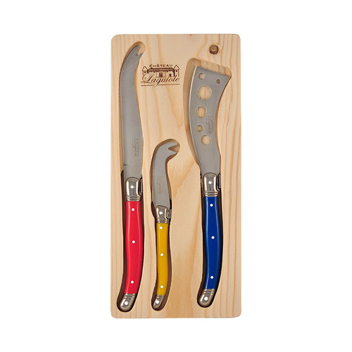 3pc Chateau Laguiole Stainless Steel Cheese Knife Set - Multicolour