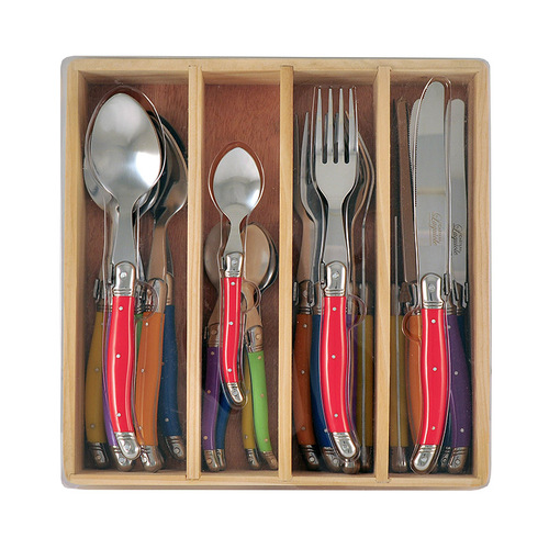 24pc Chateau Laguiole Stainless Steel Cutlery Set - Multicolour