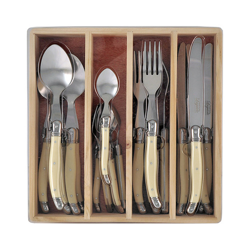 24pc Chateau Laguiole Stainless Steel Cutlery Set - Ivory