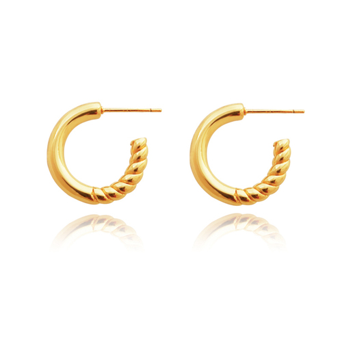Culturesse 13mm Zora Modern 18k Gold Hoop Earrings