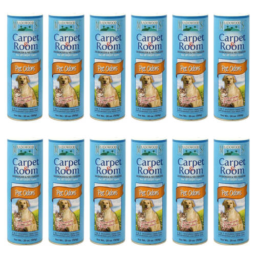 12PK Meadowoods Carpet & Room Pet Odour 2in1 Deodoriser Neutraliser Powder 568g