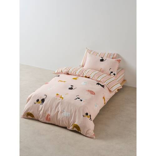 Linen House Kids Cats n Bows Quilt Cover & Pillowcase Set Cotton