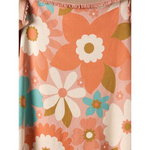 Linen House Kids Flower Garden Blanket 120x140cm Soft Knitted Cotton