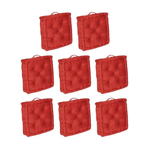 8PK CDSI Essential Box Cushion Solid Recycled Cotton Polyester Red 40x40x8cm