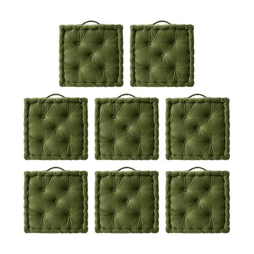 8PK CDSI Essential Box Cushion Solid Recycled Cotton Polyester Olive 40x40x8cm