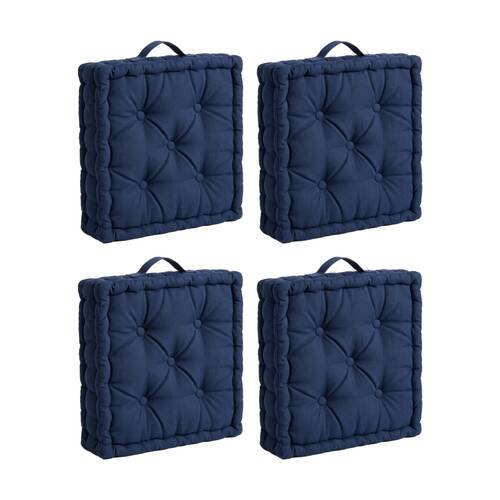 4PK CDSI Essential Box Cushion Solid Recycled Cotton Polyester Blue 40x40x8cm