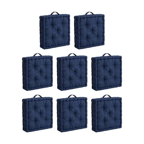 8PK CDSI Essential Box Cushion Solid Recycled Cotton Polyester Blue 40x40x8cm