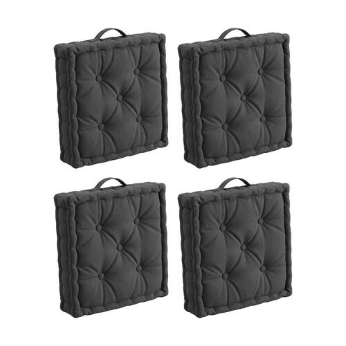 4PK CDSI Essential Box Cushion Solid Recycled Cotton Polyester Grey 40x40x8cm
