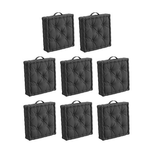 8PK CDSI Essential Box Cushion Solid Recycled Cotton Polyester Grey 40x40x8cm