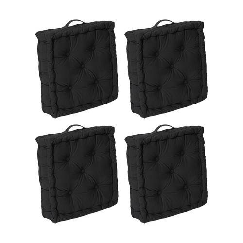 4PK CDSI Essential Box Cushion Recycled Cotton Shell Durable Black 40x40x8cm