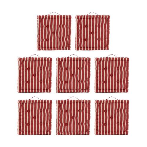 8PK CDSI Essential Box Cushion Stripe Recycled Cotton Polyester Red 40x40x8cm
