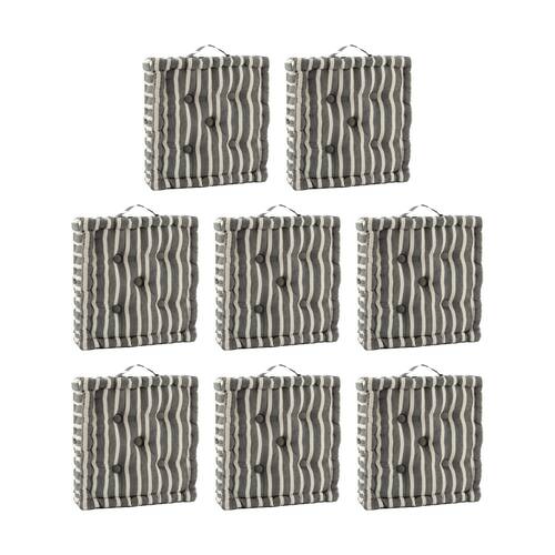 8PK CDSI Essential Box Cushion Stripe Recycled Cotton Polyester Grey 40x40x8cm