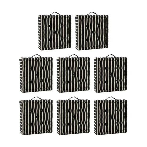 8PK CDSI Essential Box Cushion Stripe Recycled Cotton Polyester Black 40x40x8cm