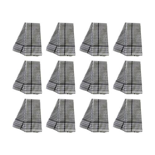 12x2pc CDSI Essential Terry Towel Check Cotton Durable Absorbent Grey 45x65cm