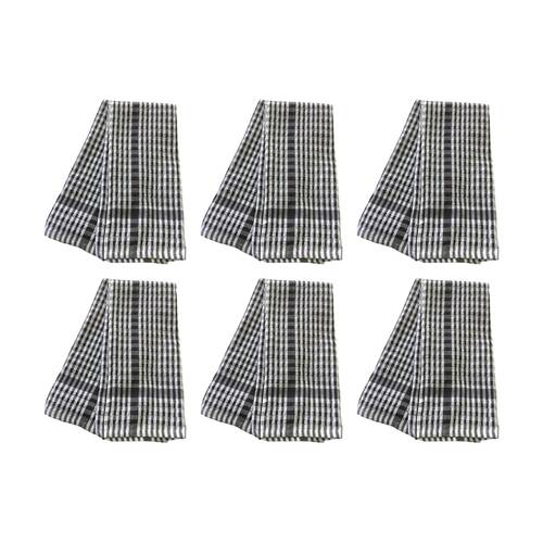 6x2pc CDSI Essential Terry Towel Check Cotton Durable Absorbent Grey 45x65cm