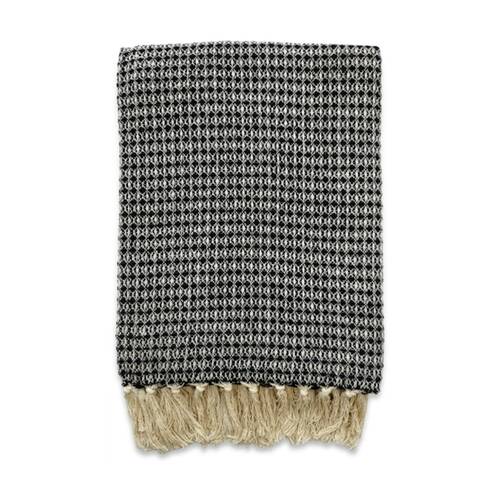 CDSI Loom Waffle Throw Recycled Cotton Black and Natural 130x180cm