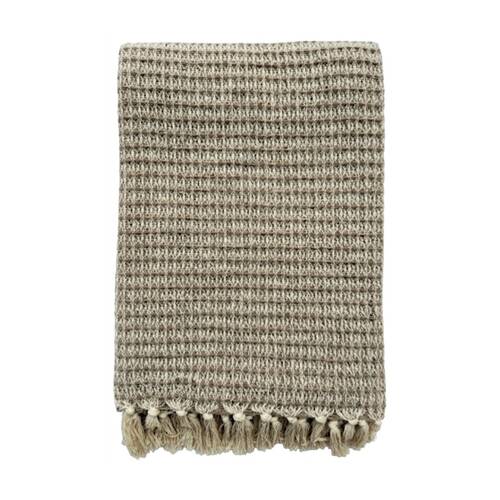 CDSI Loom Waffle Throw Recycled Cotton Beige and Natural 130x180cm