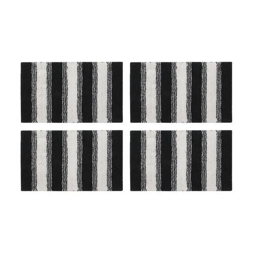 4PK CDSI Lunasoft Tufted Stripe Bathmat Recycled Cotton Charcoal Grey 50x80cm