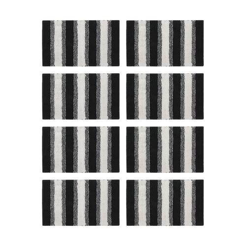 8PK CDSI Lunasoft Tufted Stripe Bathmat Recycled Cotton Charcoal Grey 50x80cm