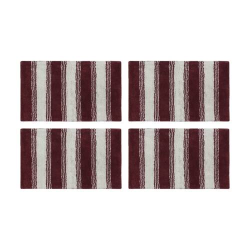 4PK CDSI Lunasoft Tufted Stripe Bathmat Recycled Cotton Dusky Rose 50x80cm