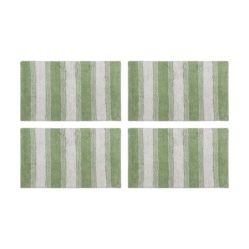 4PK CDSI Lunasoft Tufted Stripe Bathmat Recycled Cotton Sage Green 50x80cm