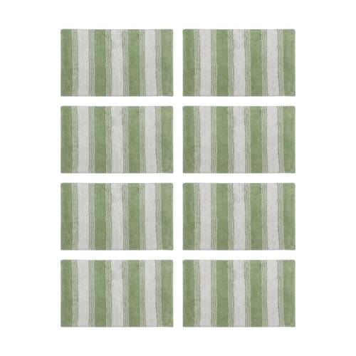 8PK CDSI Lunasoft Tufted Stripe Bathmat Recycled Cotton Sage Green 50x80cm