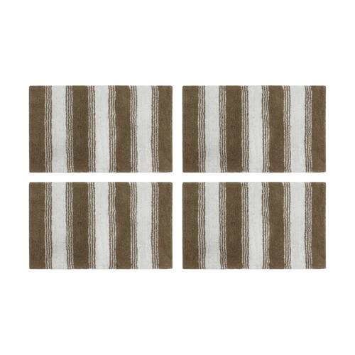 4PK CDSI Lunasoft Tufted Stripe Bathmat Recycled Cotton Sandstone 50x80cm