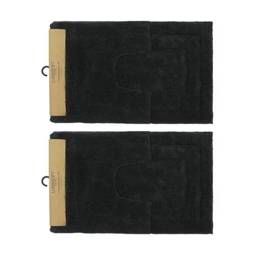 2x2pc CDSI Lunasoft Tufted Bathset Cotton Set Charcoal Grey 50x80cm & 50x50cm