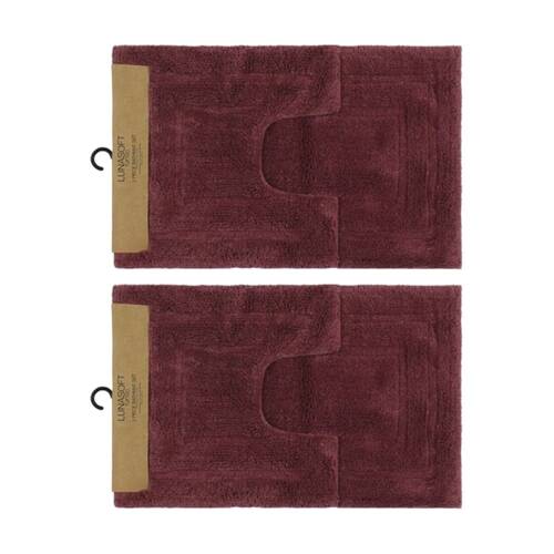 2x2pc CDSI Lunasoft Tufted Bathset Cotton Set Dusky Rose 50x80cm & 50x50cm