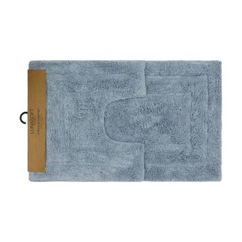 2pc CDSI Lunasoft Tufted Bathset Cotton Set Dusty Blue 50x80cm & 50x50cm